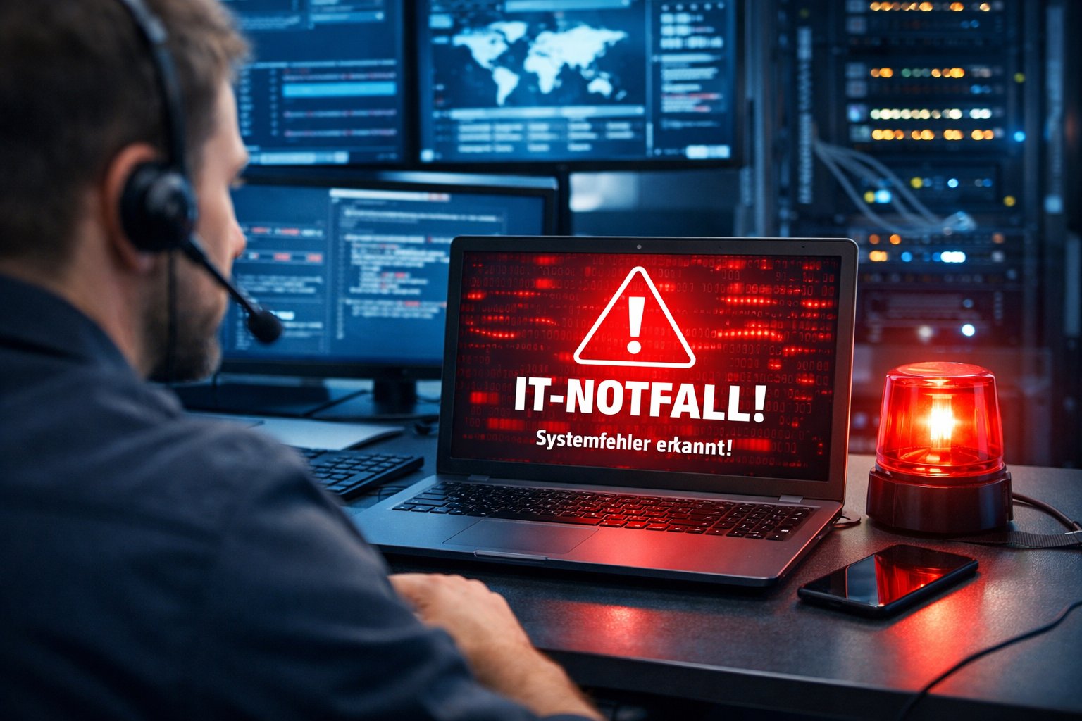 IT-Notfall Situation in einer Server- und Monitoring-Umgebung