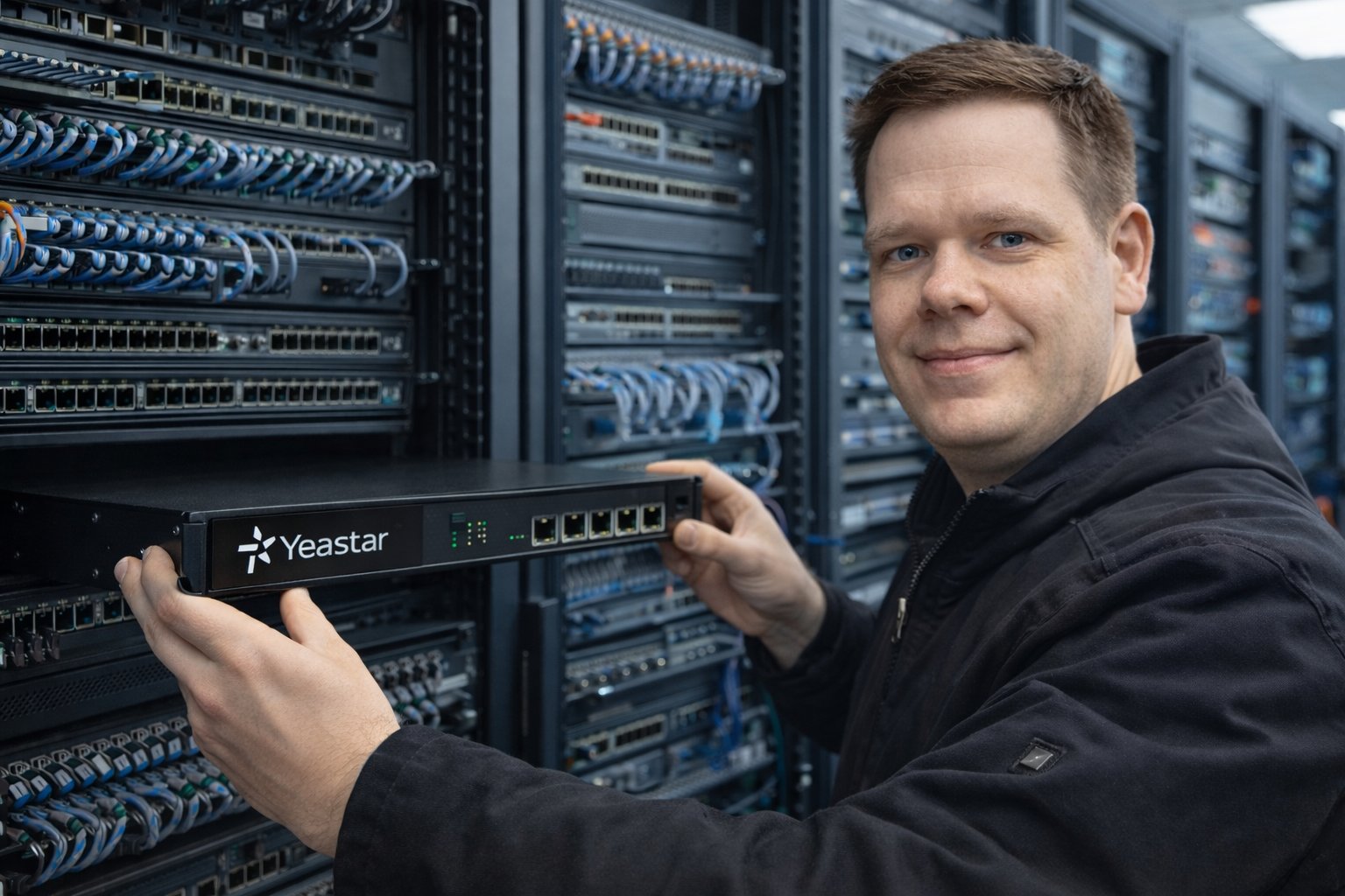 Einbau einer Yeastar Telefonanlage im 19 Zoll Rack